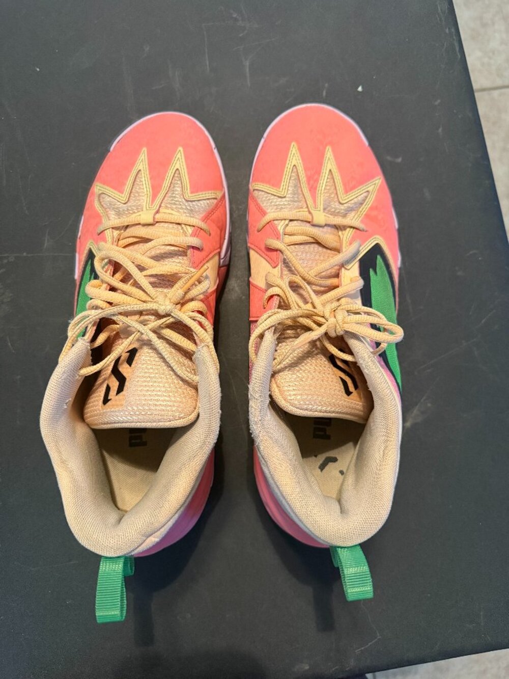Puma Scoot Zeros Georgia Peach Basketball Shoe Sneaker Pink Green Flame Men 11